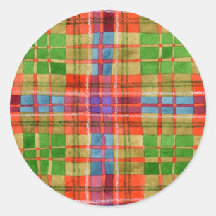 MAC RAE TARTAN Large Round Stickers