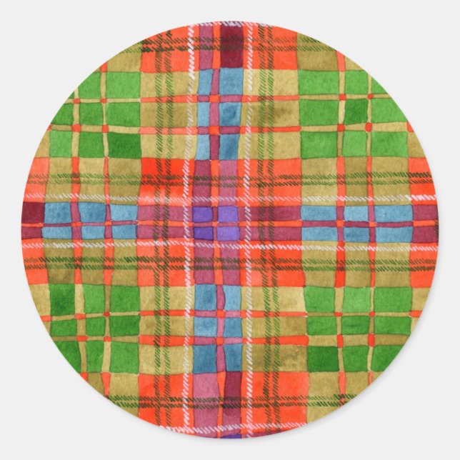 MAC RAE TARTAN Large Round Stickers (Front)
