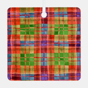 MAC RAE TARTAN Metal Square Ornament