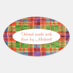 MAC RAE TARTAN Oval "Hand Made" Stickers