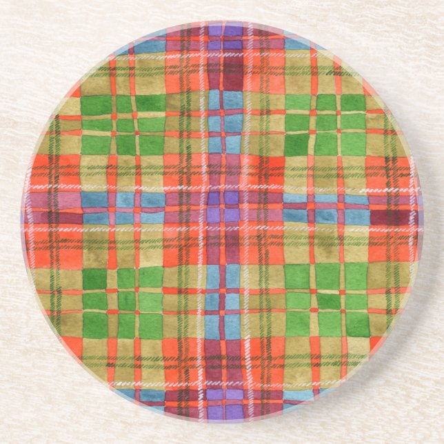 MAC RAE TARTAN Round Sandstone Coaster (Front)