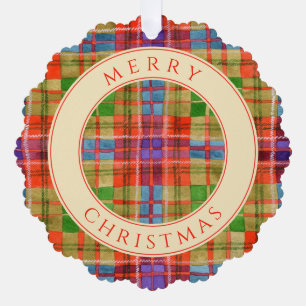MAC RAE TARTAN Scalloped Paper Ornament Card