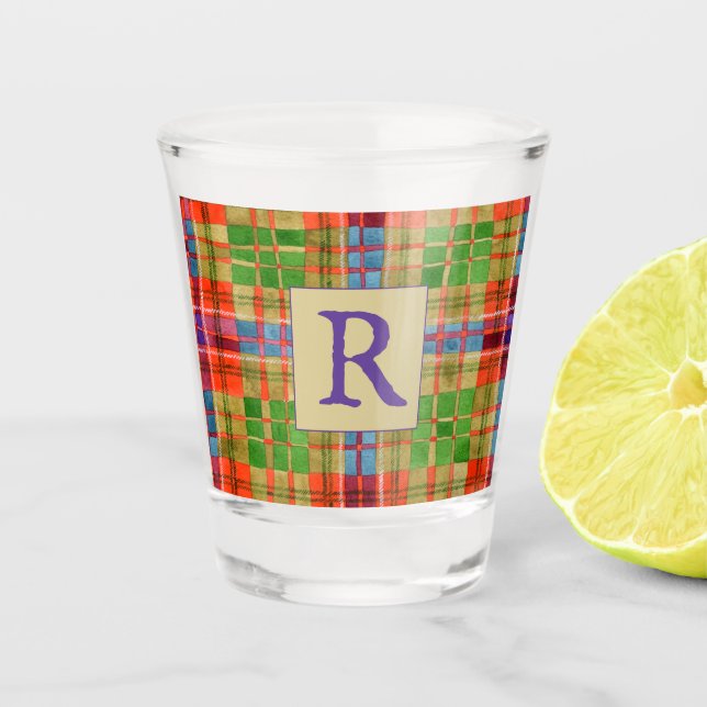 MAC RAE TARTAN Shot Glass + Text (Front)