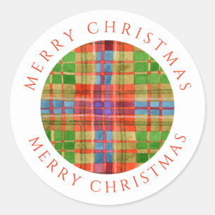 MAC RAE TARTAN Small Round Stickers + Text