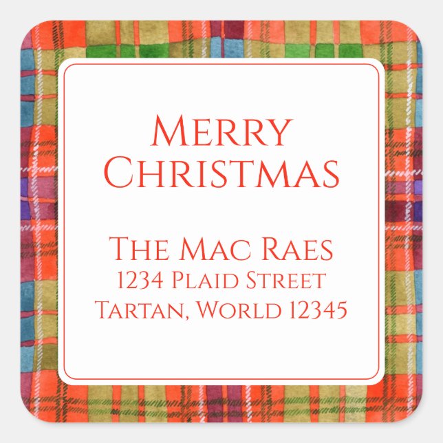 MAC RAE TARTAN Small Square Address Envelope Seals (Front)