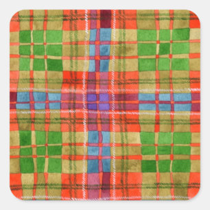 MAC RAE TARTAN Small Square Stickers
