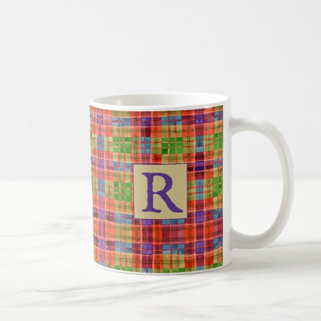 MAC RAE TARTAN White Mug + Initial (Right)