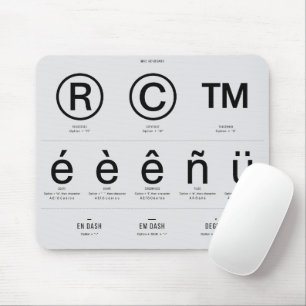 MAC Special Character Shortcuts Mouse Pad