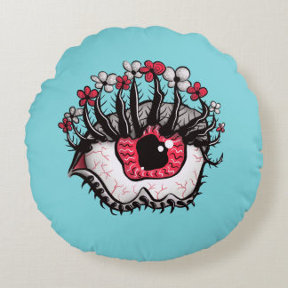 Macabre Eye Creepy Witchy Goth Round Cushion