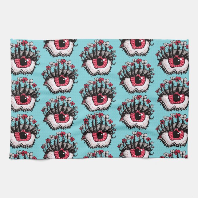 Macabre Eye Creepy Witchy Goth Tea Towel (Horizontal)