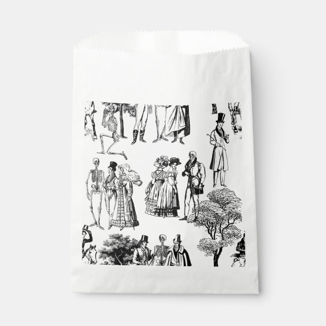 macabre halloween regency skeleton toile favour bags (Front)