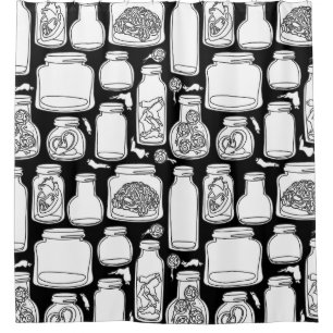 macabre medical specimens black white gothic shower curtain