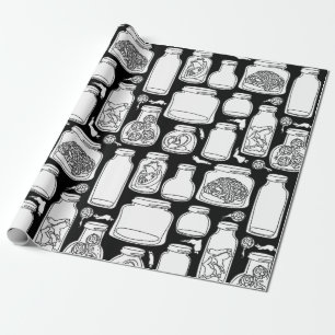 macabre medical specimens black white gothic wrapping paper
