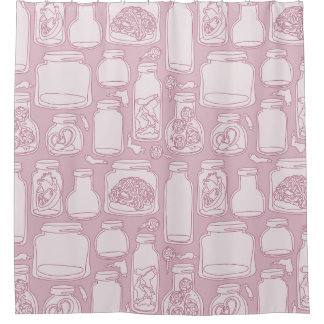 macabre medical specimens pastel pink gothic  shower curtain