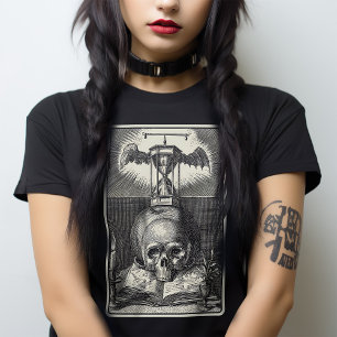 Macabre Skull Mediaeval Tarot Victorian Gothic T-Shirt