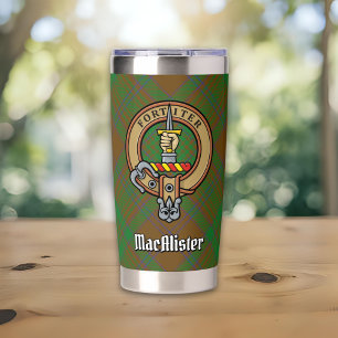 MacAlister of Glenbarr Crest over Hunting Tartan Insulated Tumbler
