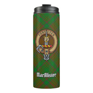 MacAlister of Glenbarr Crest over Hunting Tartan Thermal Tumbler