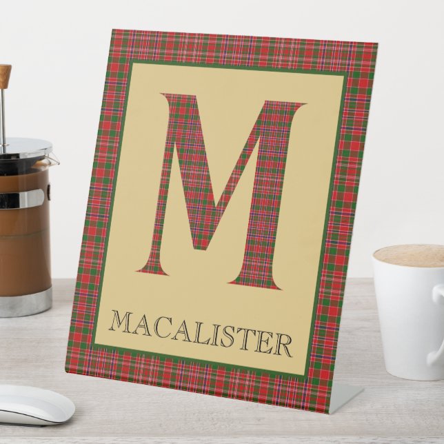 MacAlister Tartan Monogram M  Pedestal Sign (In SItu)