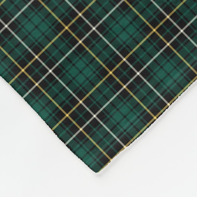 MacAlpine Clan Green and Black Tartan Fleece Blanket (Corner)