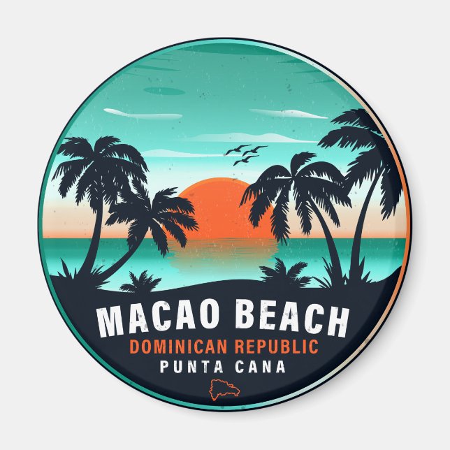Macao Beach Dominican Retro Sunset Souvenir 60s Magnet (Front)