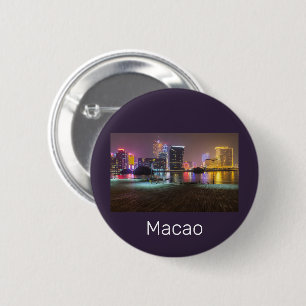 Macao Casino Skyline Panorama China Nighttime 6 Cm Round Badge