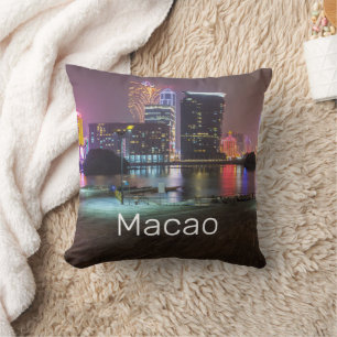 Macao Casino Skyline Panorama China Nighttime Cushion