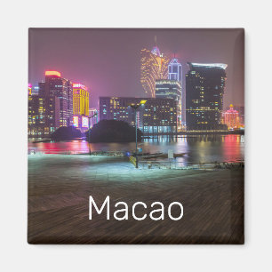 Macao Casino Skyline Panorama China Nighttime Magnet
