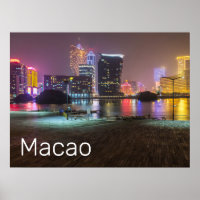 Macao Casino Skyline Panorama China Nighttime