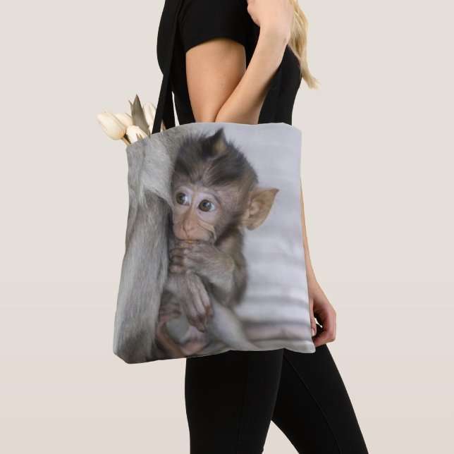 Macaque Monkey Tote Bag (Close Up)