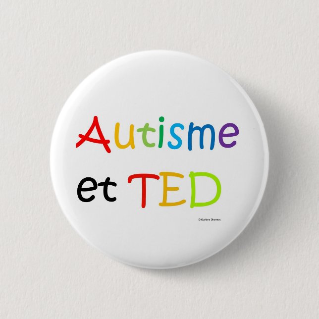 Macaron Autisme TED arc-en-ciel 6 Cm Round Badge (Front)