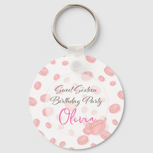 Macaron Birthday party Key Ring (Front)