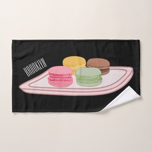Macaron cartoon illustration  bath towel set (Hand Towel)