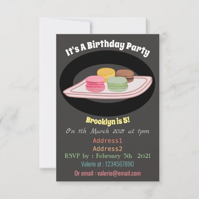 Macaron cartoon illustration invitation (Front)