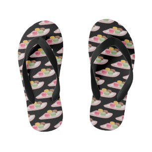 Macaron cartoon illustration kid's flip flops