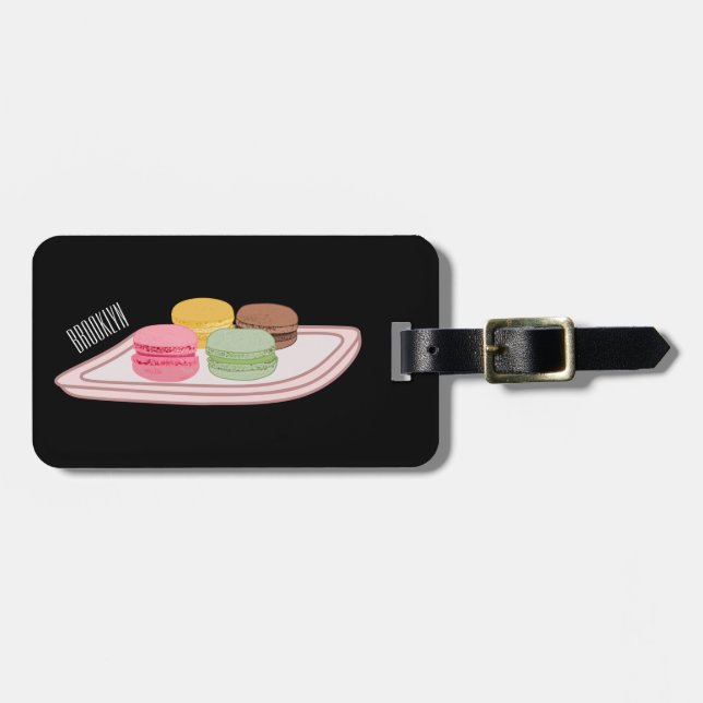 Macaron cartoon illustration  luggage tag (Front Horizontal)