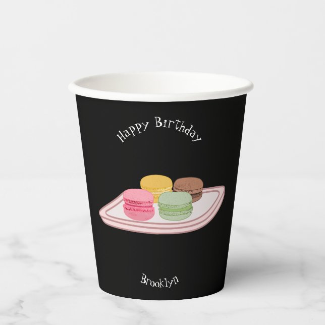 Macaron cartoon illustration paper cups (Front)