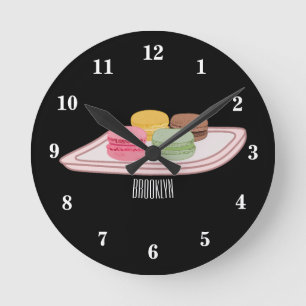 Macaron cartoon illustration  round clock