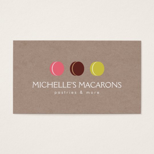 MACARON COOKIE TRIO LOGO on KRAFT PAPER for Bakery Business Card
