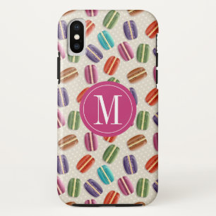 Macaron Cookies Cute Custom Monogram Initial iPhone XS Case