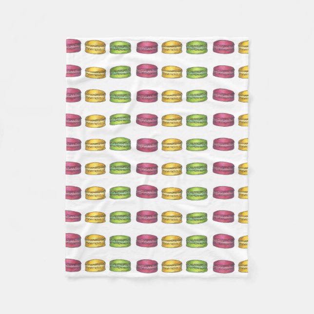 Macaron Cookies French Bakery Pastry Patisserie Fleece Blanket (Front)