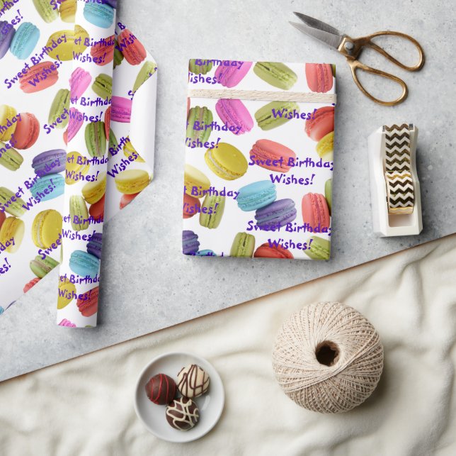 Macaron Cookies Pattern All Occasion Template Wrapping Paper (Crafts)