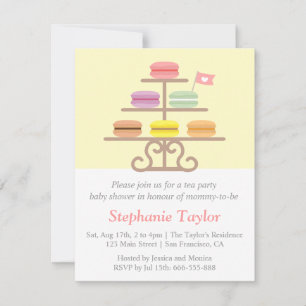 Macaron Dessert, Tea Party Baby Shower, Mum to Be Invitation