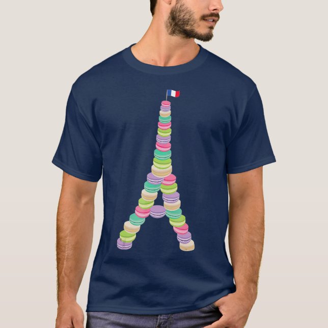 Macaron Eiffel Tower French   Macaroon Paris T-Shirt (Front)