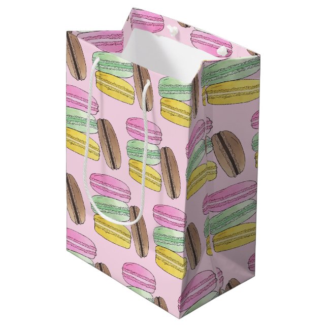 Macaron French Pastry Cookies Macarons Patisserie Medium Gift Bag (Front Angled)