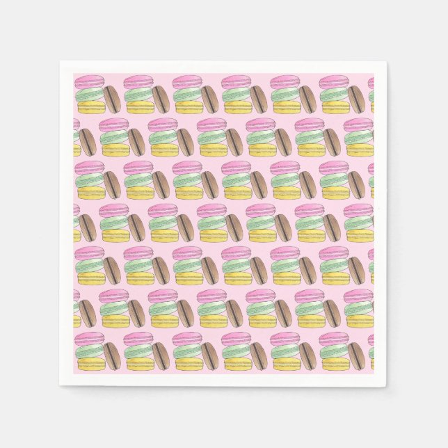 Macaron French Pastry Cookies Macarons Patisserie Napkin (Front)