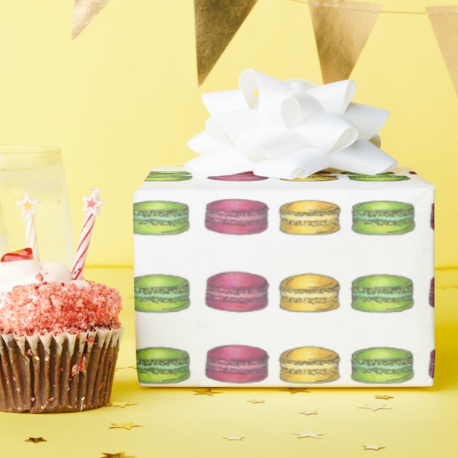 Macaron French Pastry Cookies Macarons Patisserie Wrapping Paper (Birthday Party)