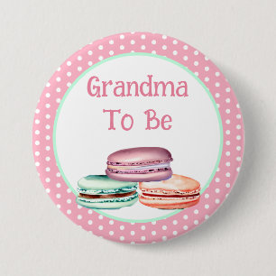 Macaron Girl's Baby Shower Grandma To Be 7.5 Cm Round Badge