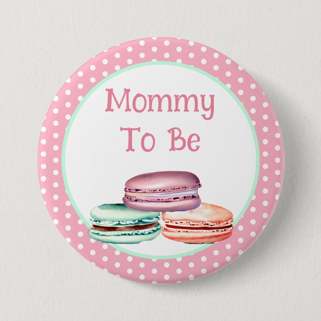 Macaron Girl's Baby Shower Mummy To Be 7.5 Cm Round Badge (Front)