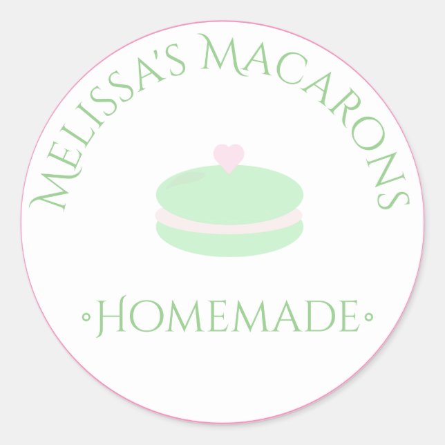 Macaron Heart Logo Stickers Homemade Bakery (Front)