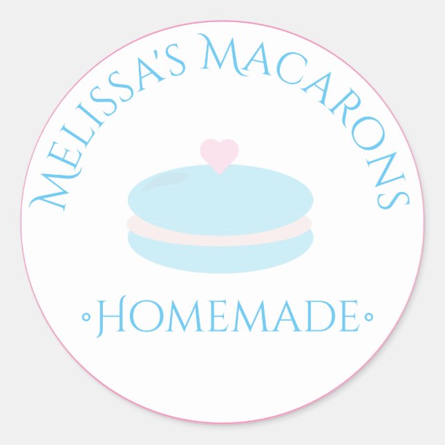Macaron Heart Logo Stickers Homemade Bakery (Front)